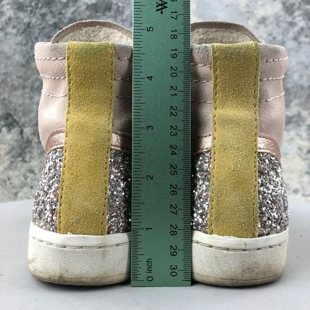 Dolce Vita Women's Size 7.5 Natty Pink Leather Glitter Lace-Up High Top Sneakers